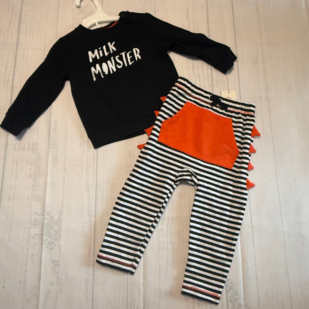 Cat & Jack Baby Boys NB Milk Monster Sweatshirt and Spike Pants Set NWT